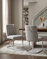 SC500 Contemporary Boucle Upholstered Dining Accent Chair with Polished Chrome Legs | 23