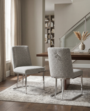 SC500 Contemporary Boucle Upholstered Dining Accent Chair with Polished Chrome Legs | 23