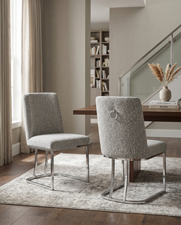 SC500 Contemporary Boucle Upholstered Dining Accent Chair with Polished Chrome Legs | 23