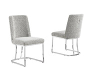 SC500 Contemporary Boucle Upholstered Dining Accent Chair with Polished Chrome Legs | 23
