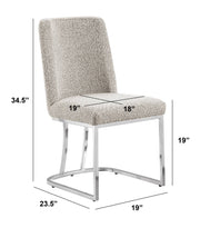 SC500 Contemporary Boucle Upholstered Dining Accent Chair with Polished Chrome Legs | 23