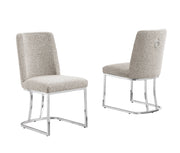SC500 Contemporary Boucle Upholstered Dining Accent Chair with Polished Chrome Legs | 23
