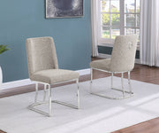 SC500 Contemporary Boucle Upholstered Dining Accent Chair with Polished Chrome Legs | 23