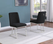 SC500 Contemporary Boucle Upholstered Dining Accent Chair with Polished Chrome Legs | 23