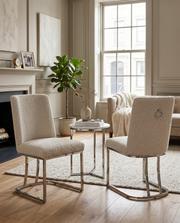 SC500 Contemporary Boucle Upholstered Dining Accent Chair with Polished Chrome Legs | 23