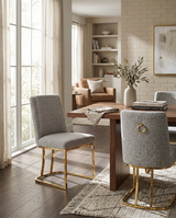 SC504 Modern Boucle Upholstered Dining Side Chair with Radiant Gold Legs, Contemporary Accent Room Chair