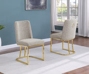 SC504 Modern Boucle Upholstered Dining Side Chair with Radiant Gold Legs, Contemporary Accent Room Chair
