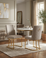 SC504 Modern Boucle Upholstered Dining Side Chair with Radiant Gold Legs, Contemporary Accent Room Chair by Quality Living Furniture