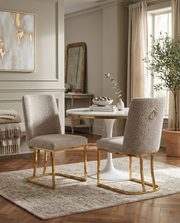 SC504 Modern Boucle Upholstered Dining Side Chair with Radiant Gold Legs, Contemporary Accent Room Chair