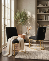 SC504 Modern Boucle Upholstered Dining Side Chair with Radiant Gold Legs, Contemporary Accent Room Chair
