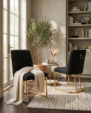 SC504 Modern Boucle Upholstered Dining Side Chair with Radiant Gold Legs, Contemporary Accent Room Chair