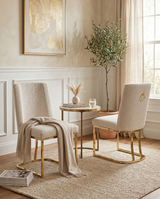 SC504 Modern Boucle Upholstered Dining Side Chair with Radiant Gold Legs, Contemporary Accent Room Chair
