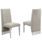 SC560-7, CH560-7, & BS560-7: Modern Upholstered Side Chair Set of 2 - Boucle Fabric - Chrome Legs