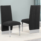 SC560-7, CH560-7, & BS560-7: Modern Upholstered Side Chair Set of 2 - Boucle Fabric - Chrome Legs