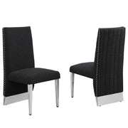 SC560-7, CH560-7, & BS560-7: Modern Upholstered Side Chair Set of 2 - Boucle Fabric - Chrome Legs