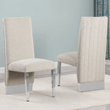 SC560-7, CH560-7, & BS560-7: Modern Upholstered Side Chair Set of 2 - Boucle Fabric - Chrome Legs