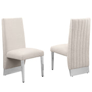 SC560-7, CH560-7, & BS560-7: Modern Upholstered Side Chair Set of 2 - Boucle Fabric - Chrome Legs