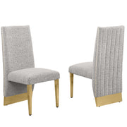 SC560-7, CH560-7, & BS560-7: Modern Upholstered Side Chair Set of 2 - Boucle Fabric - Chrome Legs