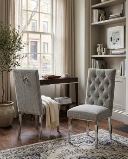 SC570 Modern High Back Boucle Dining Accent Chair with Polished Chrome Legs | Generous 25
