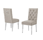 SC570 Modern High Back Boucle Dining Accent Chair with Polished Chrome Legs | Generous 25