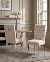 SC570 Modern High Back Boucle Dining Accent Chair with Polished Chrome Legs | Generous 25