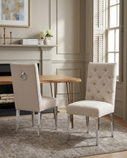 SC570 Modern High Back Boucle Dining Accent Chair with Polished Chrome Legs | Generous 25
