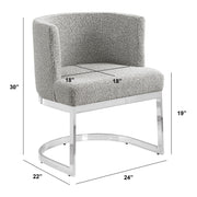 SC590 Modern Low-Profile Boucle Accent Dining Chair with Deep Seating and Polished Chrome Legs