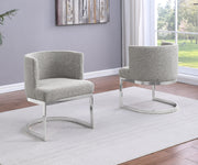 SC590 Modern Low-Profile Boucle Accent Dining Chair with Deep Seating and Polished Chrome Legs