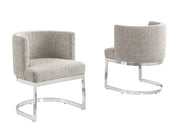SC590 Modern Low-Profile Boucle Accent Dining Chair with Deep Seating and Polished Chrome Legs