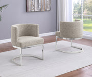 SC590 Modern Low-Profile Boucle Accent Dining Chair with Deep Seating and Polished Chrome Legs