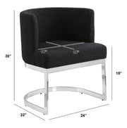 SC590 Modern Low-Profile Boucle Accent Dining Chair with Deep Seating and Polished Chrome Legs