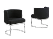 SC590 Modern Low-Profile Boucle Accent Dining Chair with Deep Seating and Polished Chrome Legs