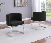 SC590 Modern Low-Profile Boucle Accent Dining Chair with Deep Seating and Polished Chrome Legs