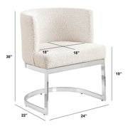 SC590 Modern Low-Profile Boucle Accent Dining Chair with Deep Seating and Polished Chrome Legs