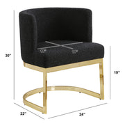 SC594 Modern Boucle Fabric Barrel Accent Chair with U-Shaped Gold Chrome Base, Low-Profile Vanity Dining Chair