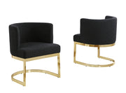 SC594 Modern Boucle Fabric Barrel Accent Chair with U-Shaped Gold Chrome Base, Low-Profile Vanity Dining Chair