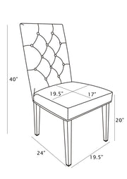 SC70 Elegant [Velvet / Faux Leather] Accent Dining Chair with Tufted Back, Decorative Chrome Ring Pull & Chrome Legs