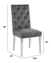 SC70 Elegant [Velvet / Faux Leather] Accent Dining Chair with Tufted Back, Decorative Chrome Ring Pull & Chrome Legs