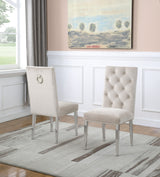 SC70 Elegant [Velvet / Faux Leather] Accent Dining Chair with Tufted Back, Decorative Chrome Ring Pull & Chrome Legs by Quality Living Furniture