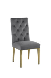 SC74 Elegant [Velvet / Faux Leather] Accent Dining Chair with Tufted Back, Decorative Gold Ring Pull & Gold Legs