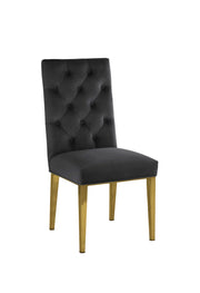 SC74 Elegant [Velvet / Faux Leather] Accent Dining Chair with Tufted Back, Decorative Gold Ring Pull & Gold Legs