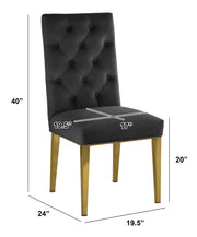 SC74 Elegant [Velvet / Faux Leather] Accent Dining Chair with Tufted Back, Decorative Gold Ring Pull & Gold Legs