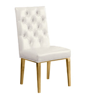 SC74 Elegant [Velvet / Faux Leather] Accent Dining Chair with Tufted Back, Decorative Gold Ring Pull & Gold Legs