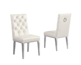SC70 Elegant [Velvet / Faux Leather] Accent Dining Chair with Tufted Back, Decorative Chrome Ring Pull & Chrome Legs