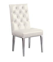 SC70 Elegant [Velvet / Faux Leather] Accent Dining Chair with Tufted Back, Decorative Chrome Ring Pull & Chrome Legs