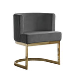 SC90 Single Modern Velvet Barrel Accent Chair with U-Shaped Gold Metal Base, Upholstered Vanity Dining Chair