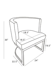 SC90 Modern Velvet Barrel Accent Chair with U-Shaped Gold Metal Base, Upholstered Vanity Dining Chair