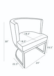 SC380 Architectural Boucle Barrel Accent Chair with Matte Brush Chrome Frame, Modern Wrap-Around Lounge Chair