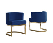 SC90 Modern Velvet Barrel Accent Chair with U-Shaped Gold Metal Base, Upholstered Vanity Dining Chair