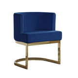 SC90 Single Modern Velvet Barrel Accent Chair with U-Shaped Gold Metal Base, Upholstered Vanity Dining Chair